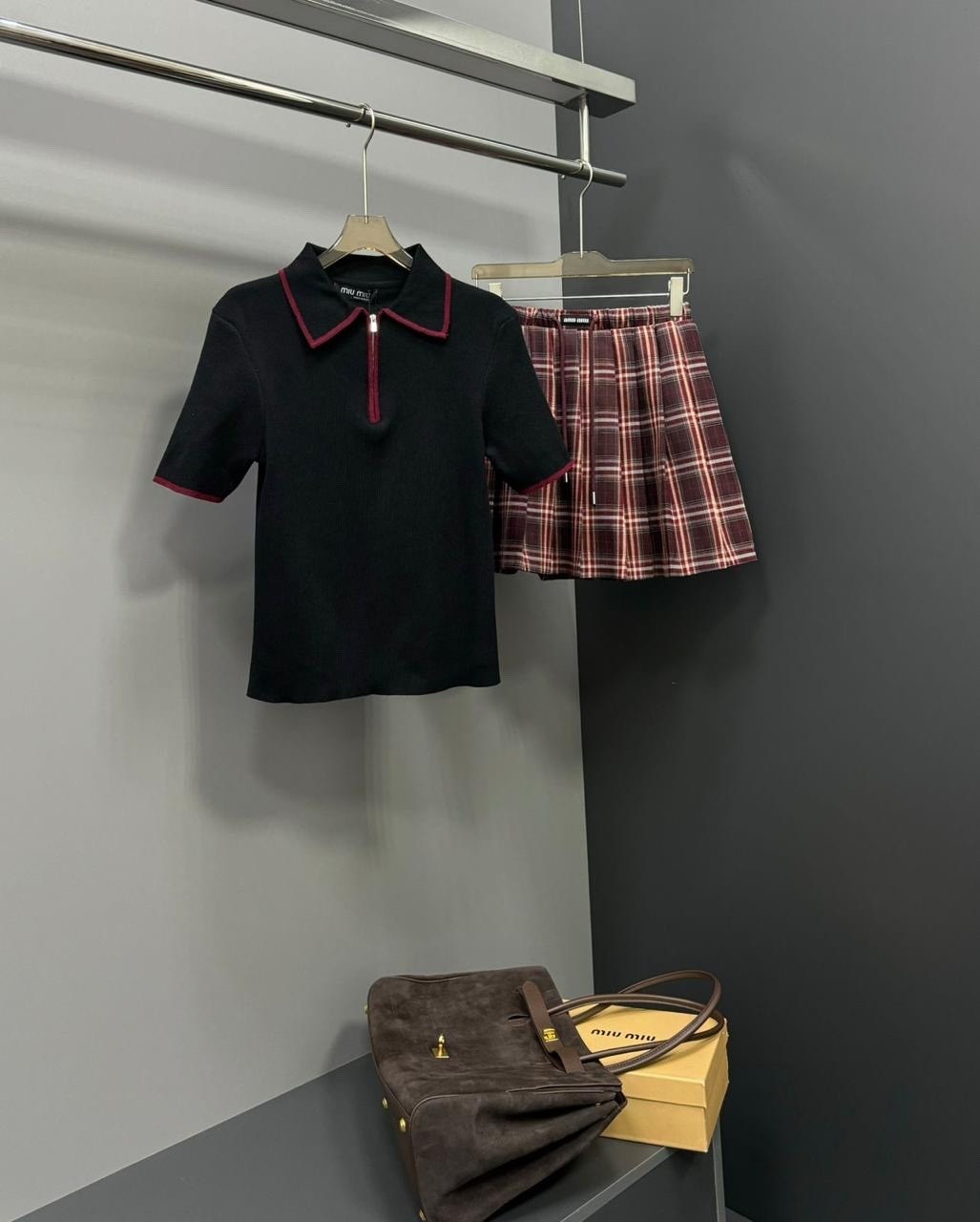 юбка широкая,юбка miu miu,юбка,юбка в клетку,юбка в клетку мини