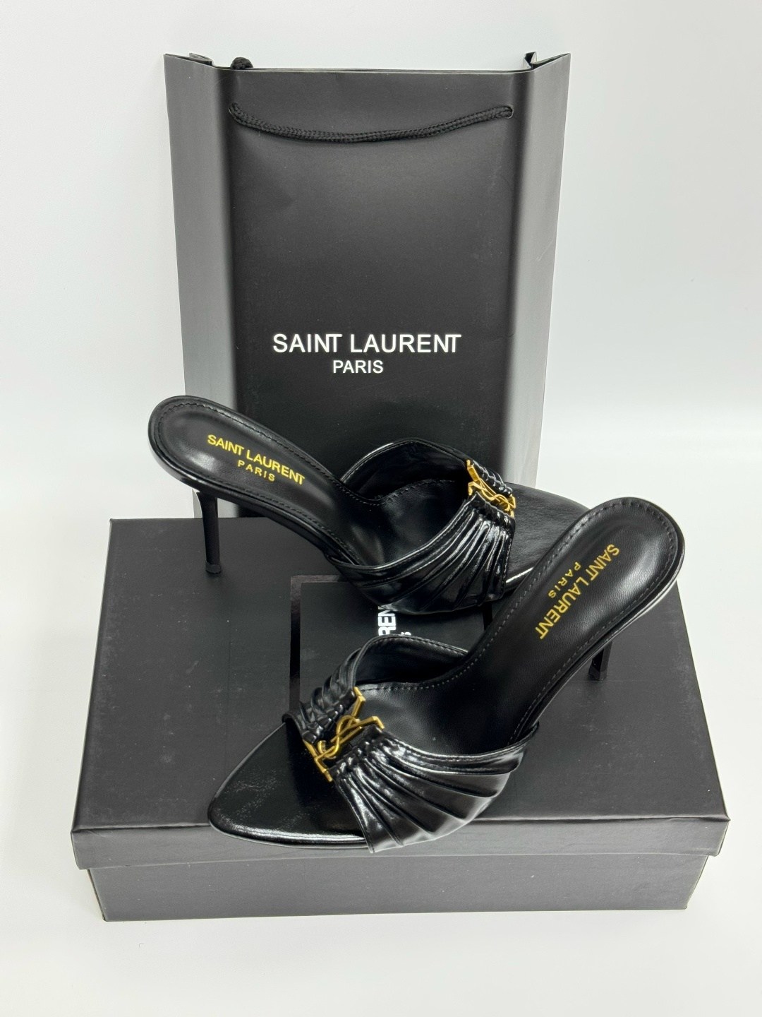 мюли женские,,мюли на каблуке,saint laurent туфли,кожаные мюли