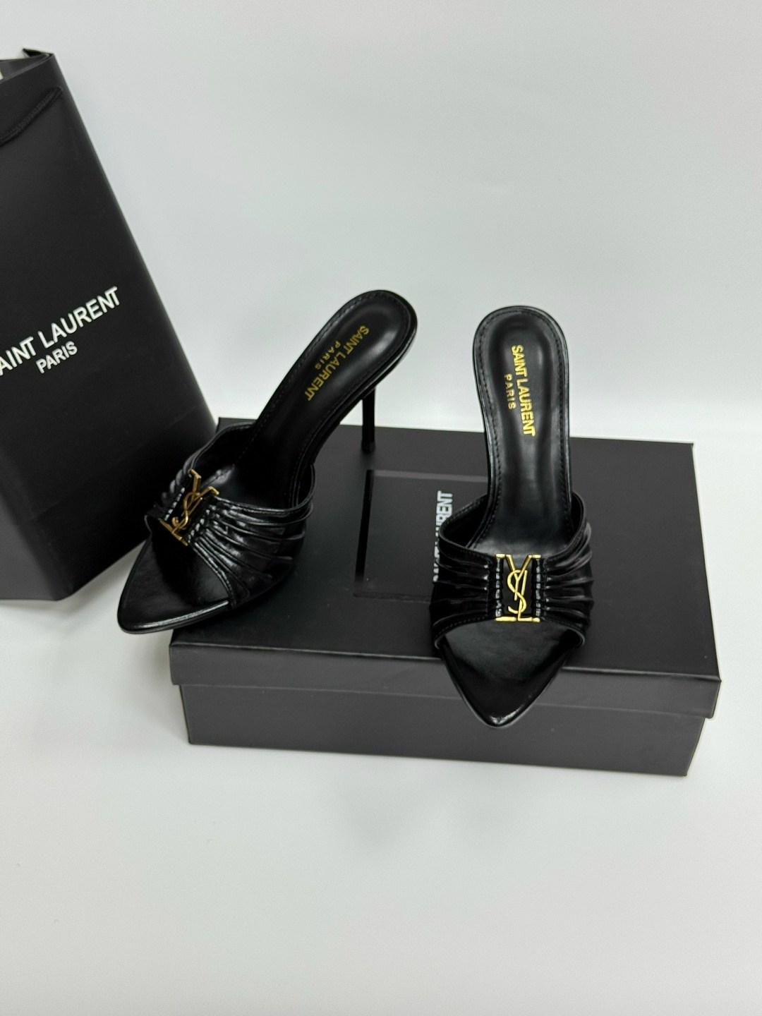мюли женские,,мюли на каблуке,saint laurent туфли,кожаные мюли