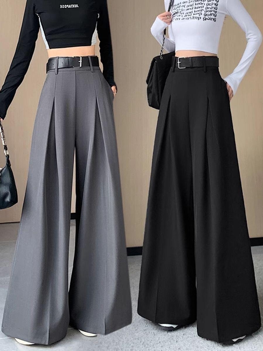 модные брюки палаццо,брюки высокая талия,anewsta women solid color pleated high waist straight leg palazzo pants,брюки с широкими штанинами,брюки для женщин