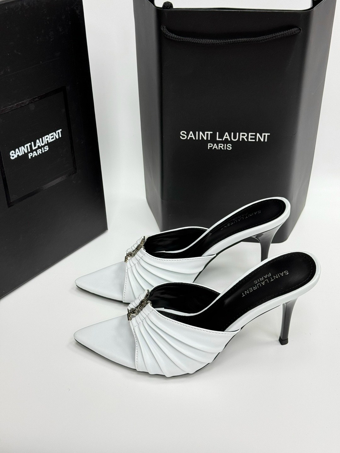мюли женские,,мюли на каблуке,saint laurent туфли,кожаные мюли