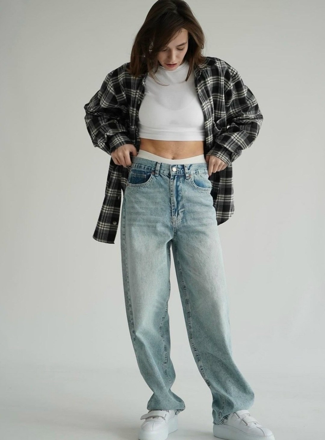 рубашка oversize фланелевая в клетку с карманами,джинсы штаны,брюки джинсы,джинсы женский,рубашка женская фланелевая в клетку оверсайз