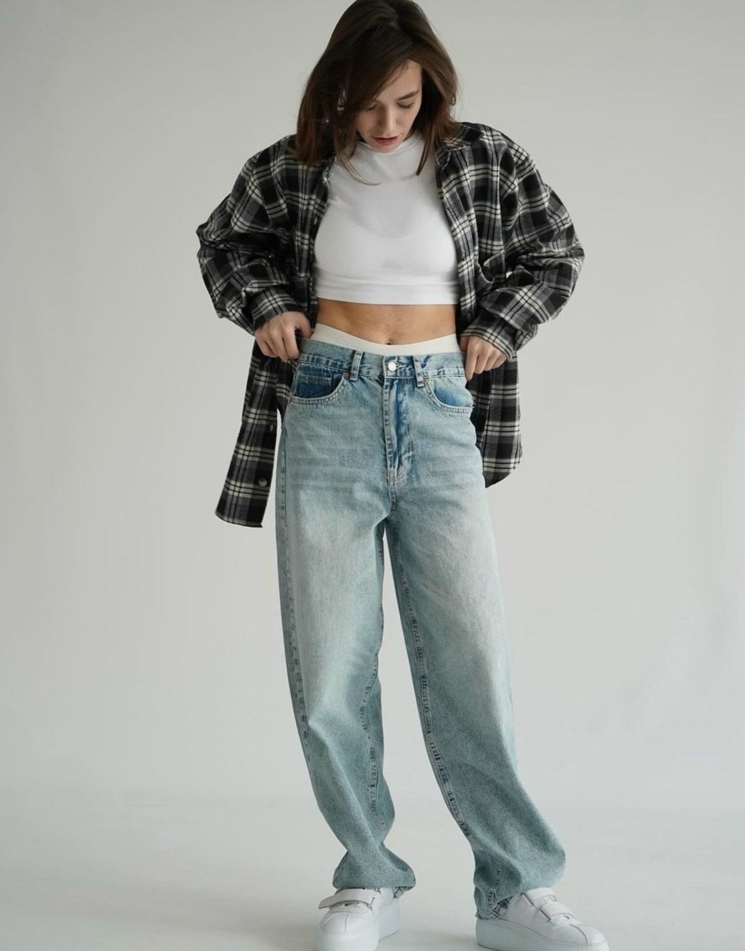 рубашка oversize фланелевая в клетку с карманами,джинсы штаны,брюки джинсы,джинсы женский,рубашка женская фланелевая в клетку оверсайз