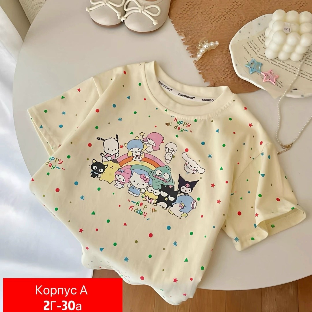 футболка sanrio для девочек,футболка для девочек,детская футболка,летние футболки,милая одежда