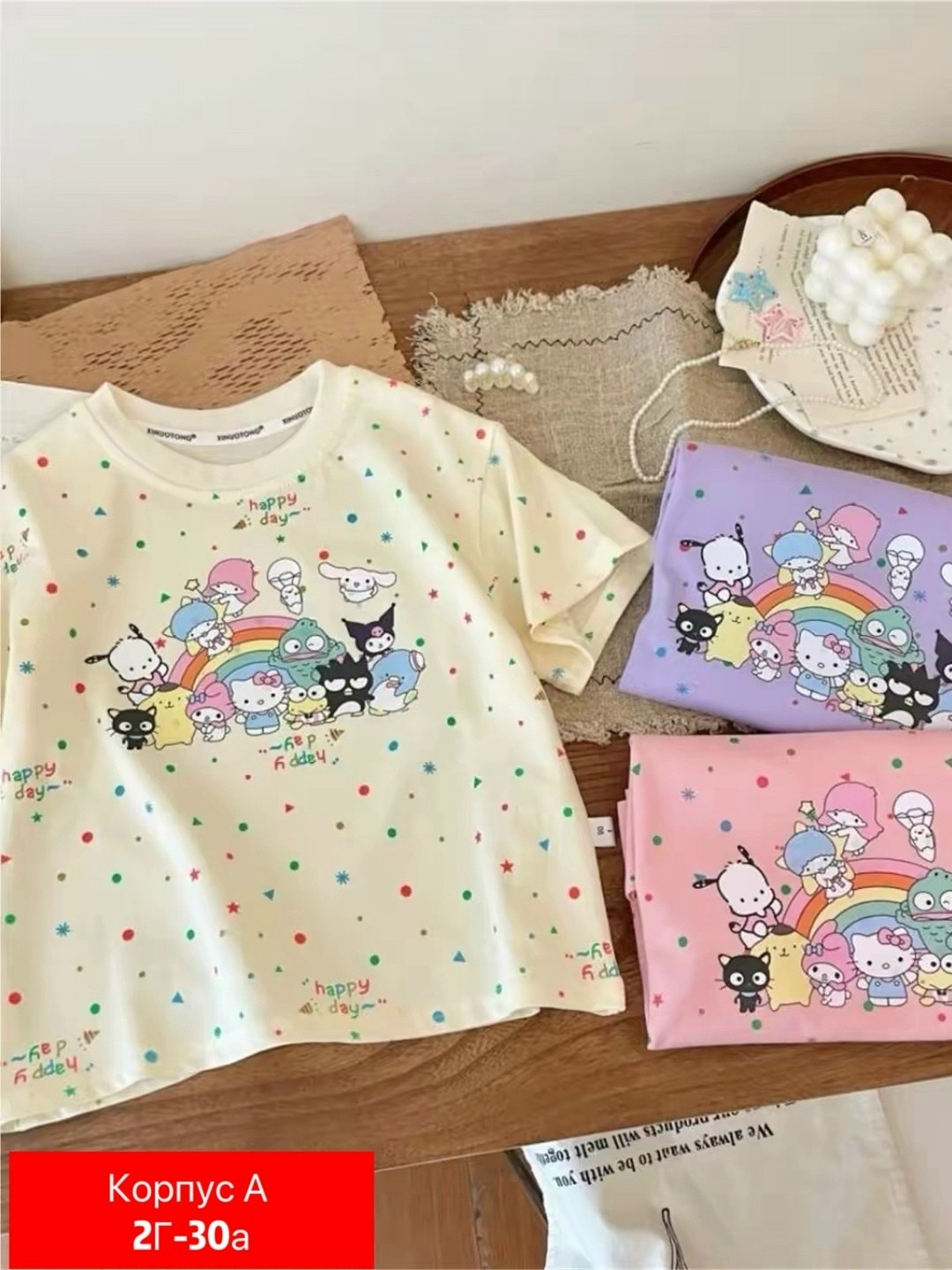 футболка sanrio для девочек,футболка для девочек,детская футболка,летние футболки,милая одежда