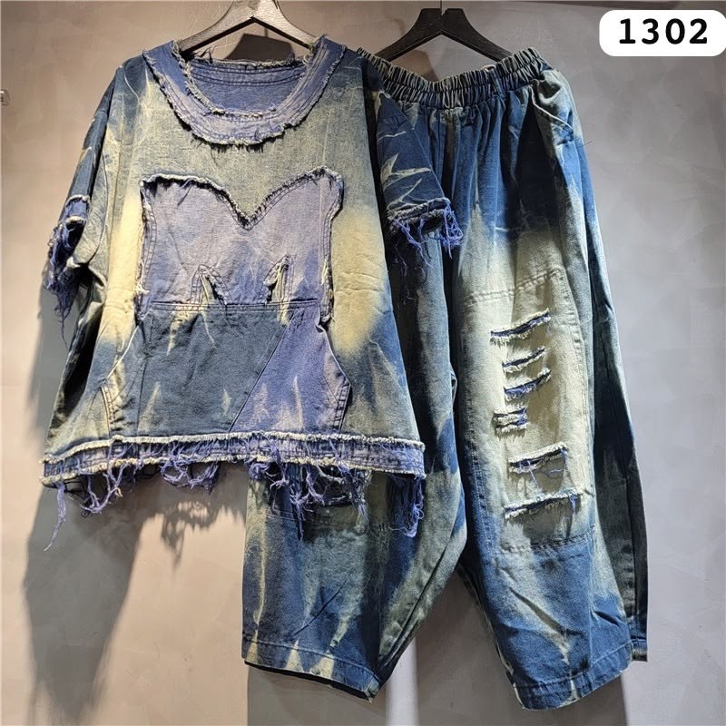 женские джинсовые костюмы max lulu,женский джинсовый костюм,джинсовые костюмы,джинсовые брюки женские,брюки комплект
