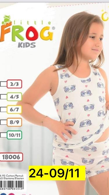 хлопковая туника для девочек с тонкими бретелями и узором little frog kids розовый,майка для девочки baykar,белье нижнее для девочки комплект майка,детское белье,пижамный комплект для девочки с хлопко