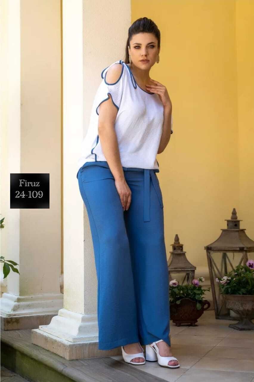 andina 915 черный+белый, брючный комплект,брючный комплект,костюм с брюками,костюм женский брючный,блуза и брюки