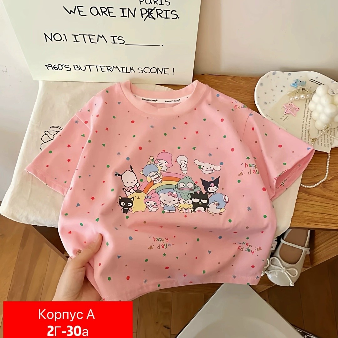 футболка sanrio для девочек,футболка для девочек,детская футболка,летние футболки,милая одежда