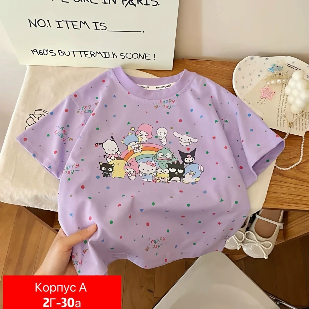 футболка sanrio для девочек,футболка для девочек,детская футболка,летние футболки,милая одежда