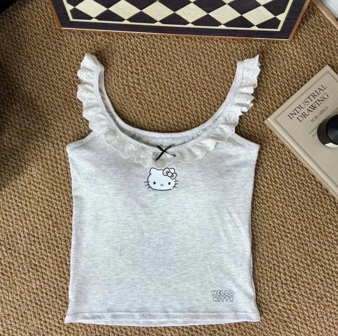женская майка,топик с хеллоу китти,hello kitty одежда,hello kitty clothes,летние майки