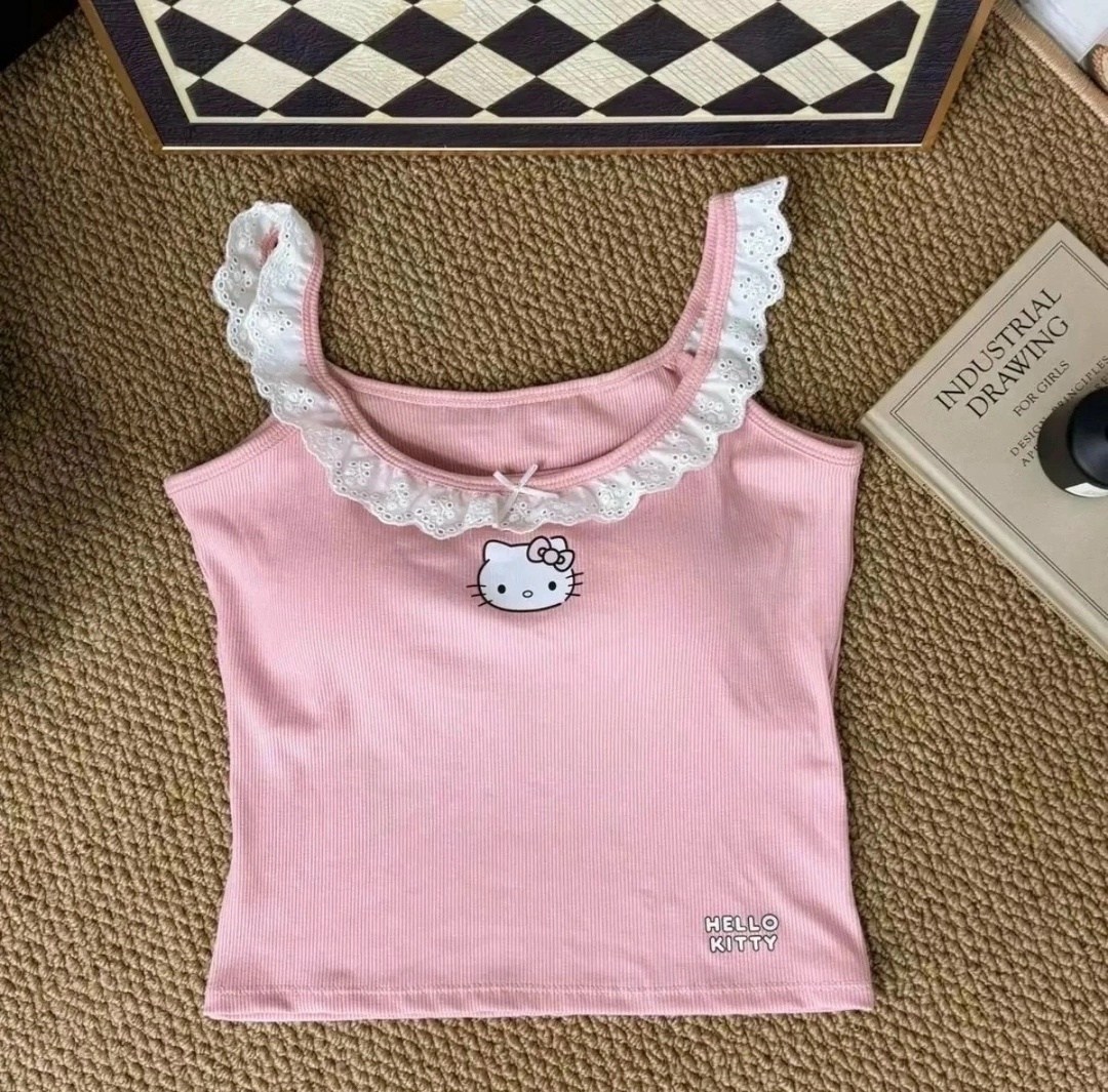 женская майка,топик с хеллоу китти,hello kitty одежда,hello kitty clothes,летние майки