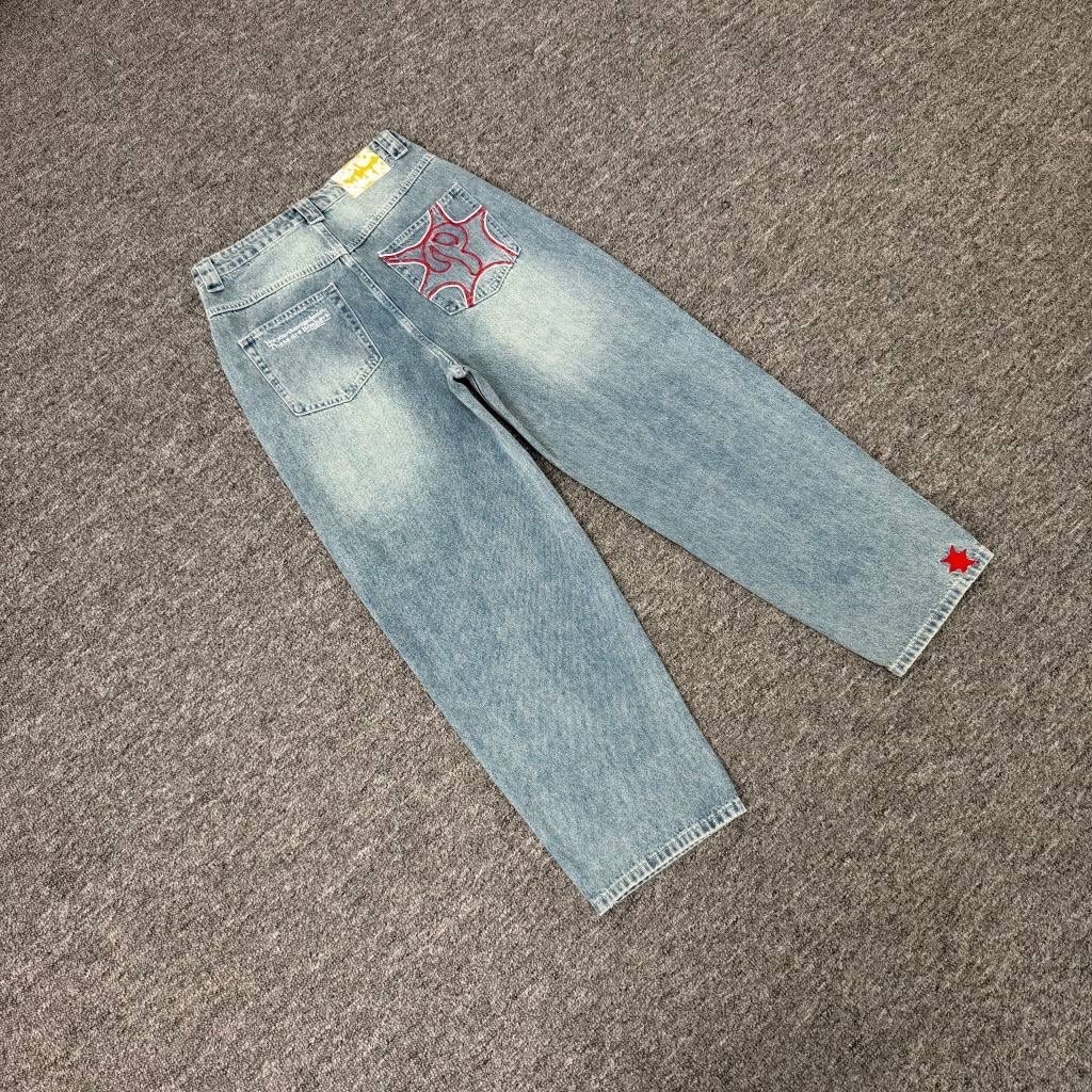 mm6 maison margiela kids широкие джинсы с логотипом синий,джинсы широкие,hound denim jeans washed indigo,мужские джинсы,одежда джинсы