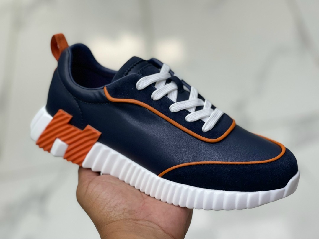 мужские кроссовки hermes,hermes темно-синие кожаные низкие кроссовки,кроссовки hermes,,hermes синие кожаные низкие кроссовки