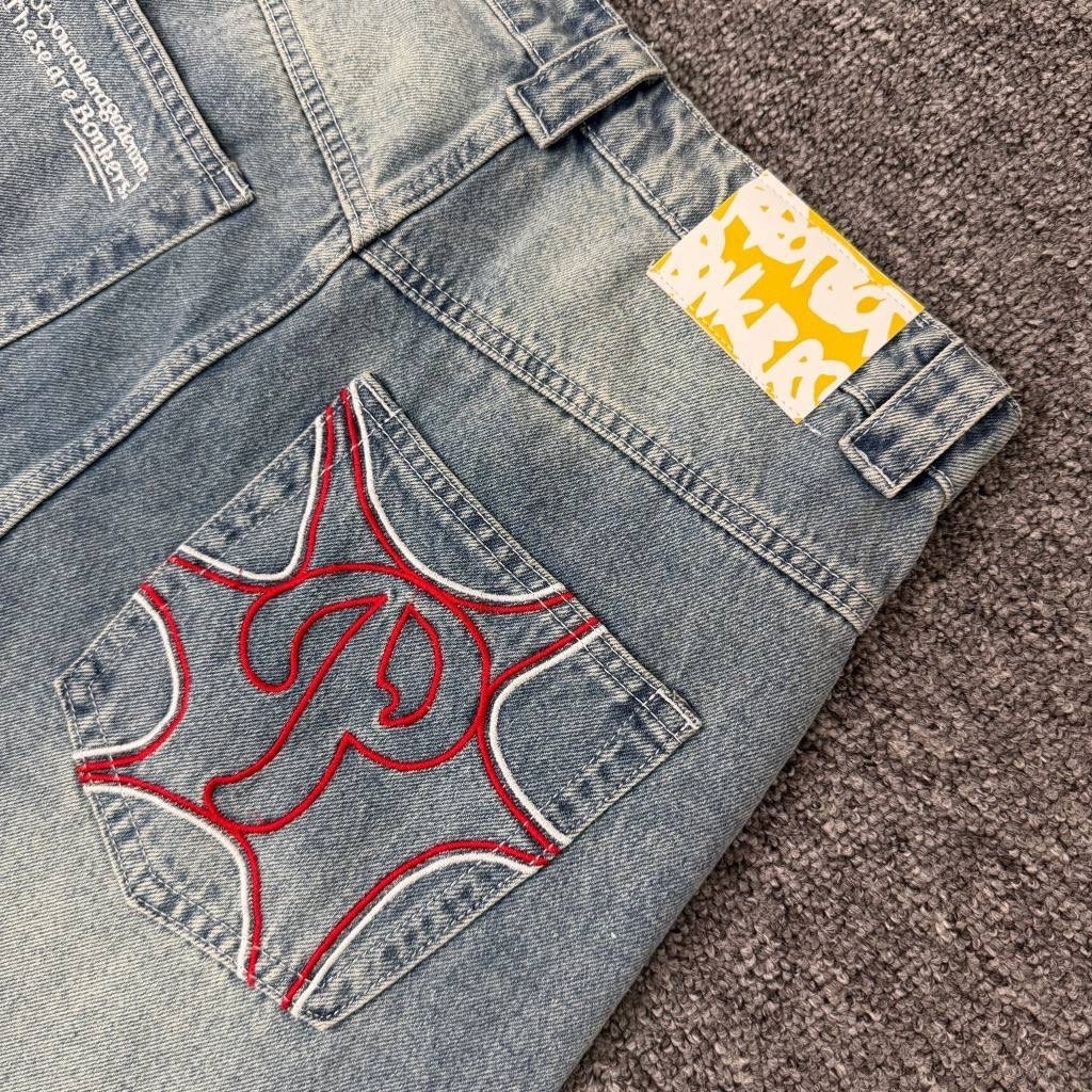 mm6 maison margiela kids широкие джинсы с логотипом синий,джинсы широкие,hound denim jeans washed indigo,мужские джинсы,одежда джинсы