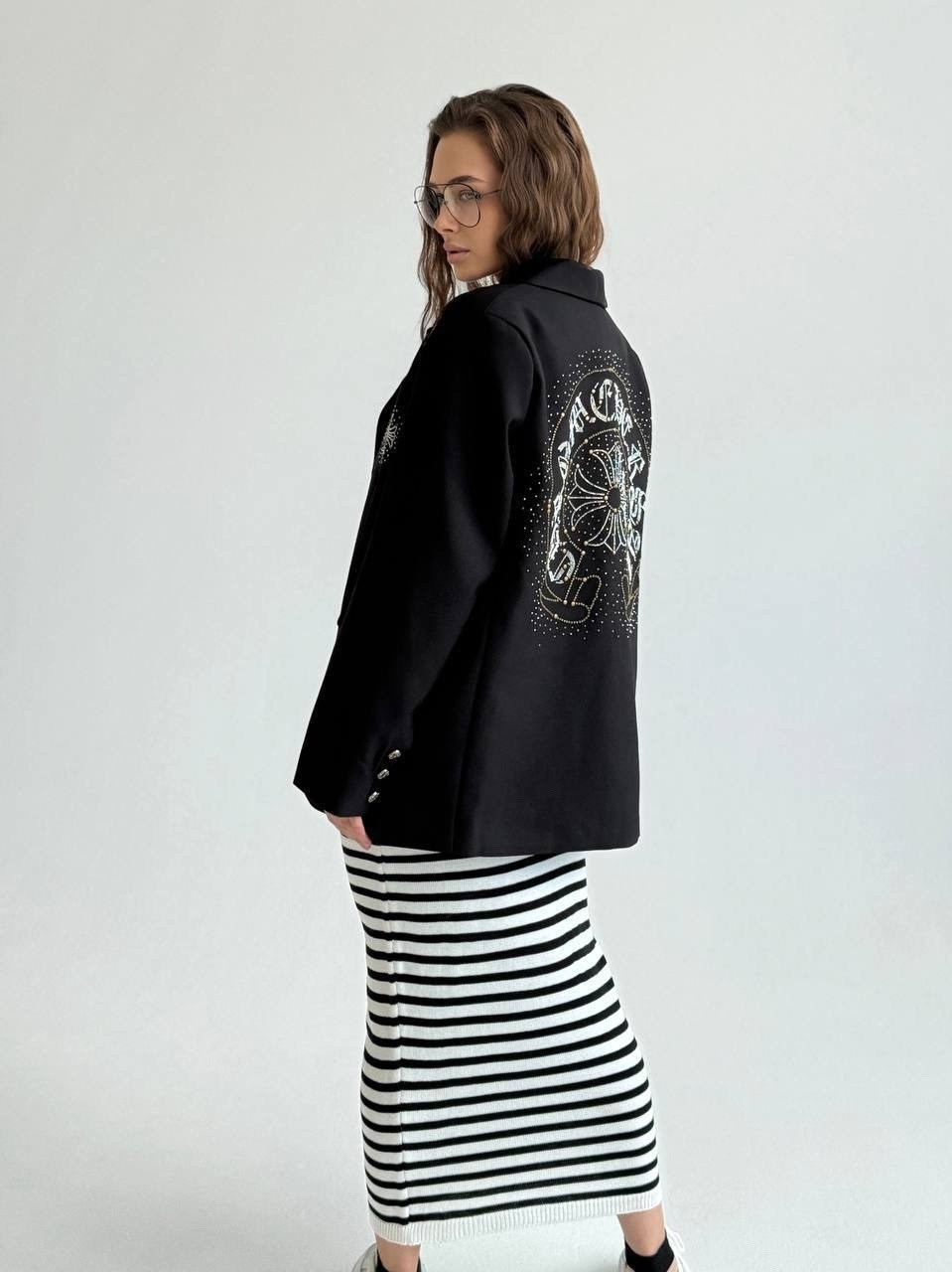стильный жакет,жакет,,трикотажная юбка,жакет chrome hearts