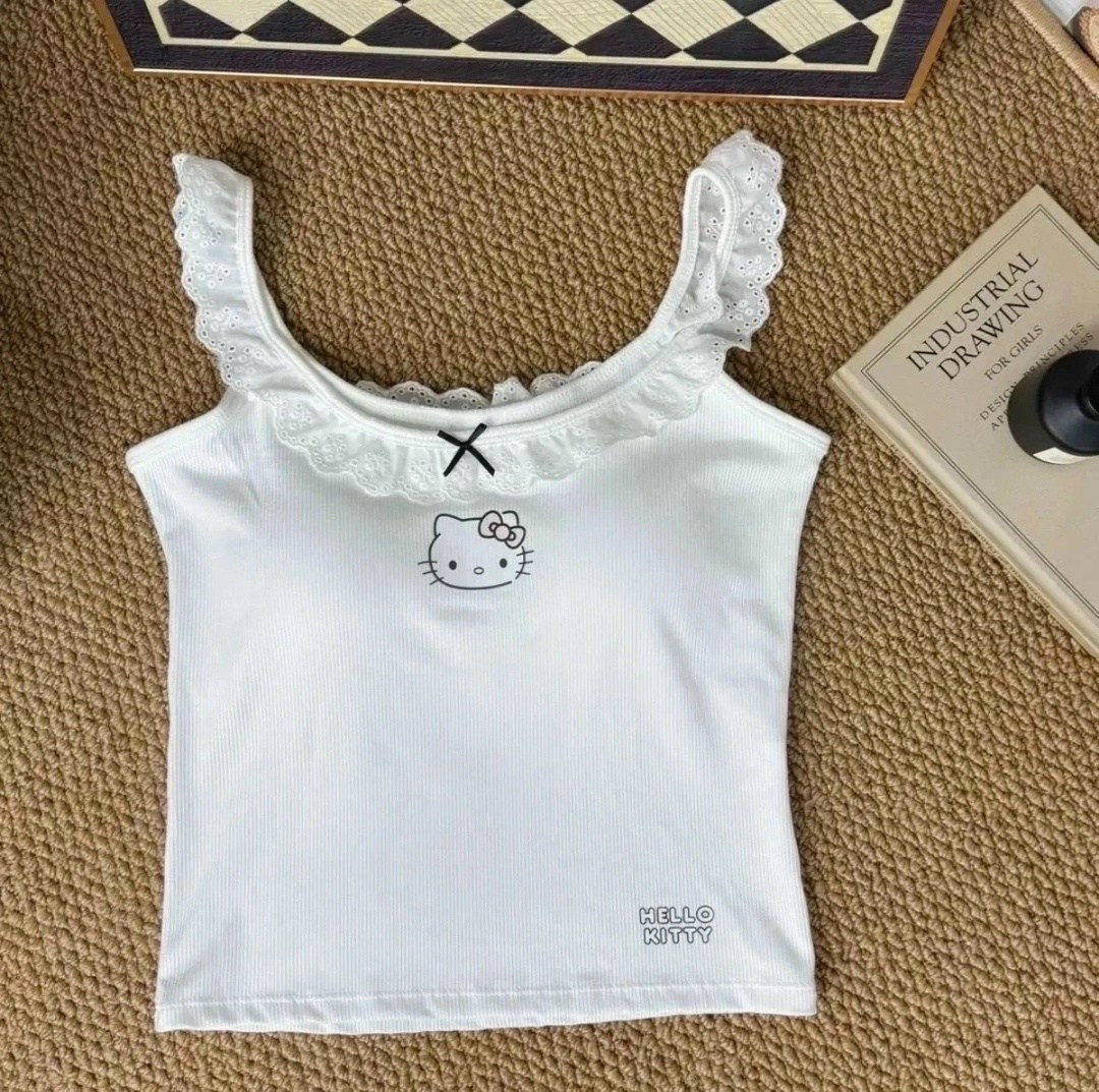 женская майка,топик с хеллоу китти,hello kitty одежда,hello kitty clothes,летние майки