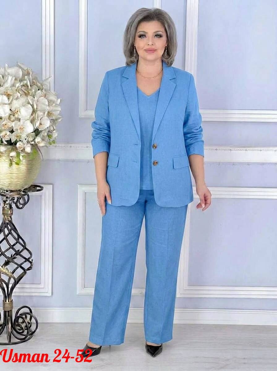 костюм брючный 24220 голубой aira style,брючные костюмы на озоне для женщин,брючный костюм aira style 24220 голубой тройка,брючный костюм,брючный костюм ninele 5959 небесный