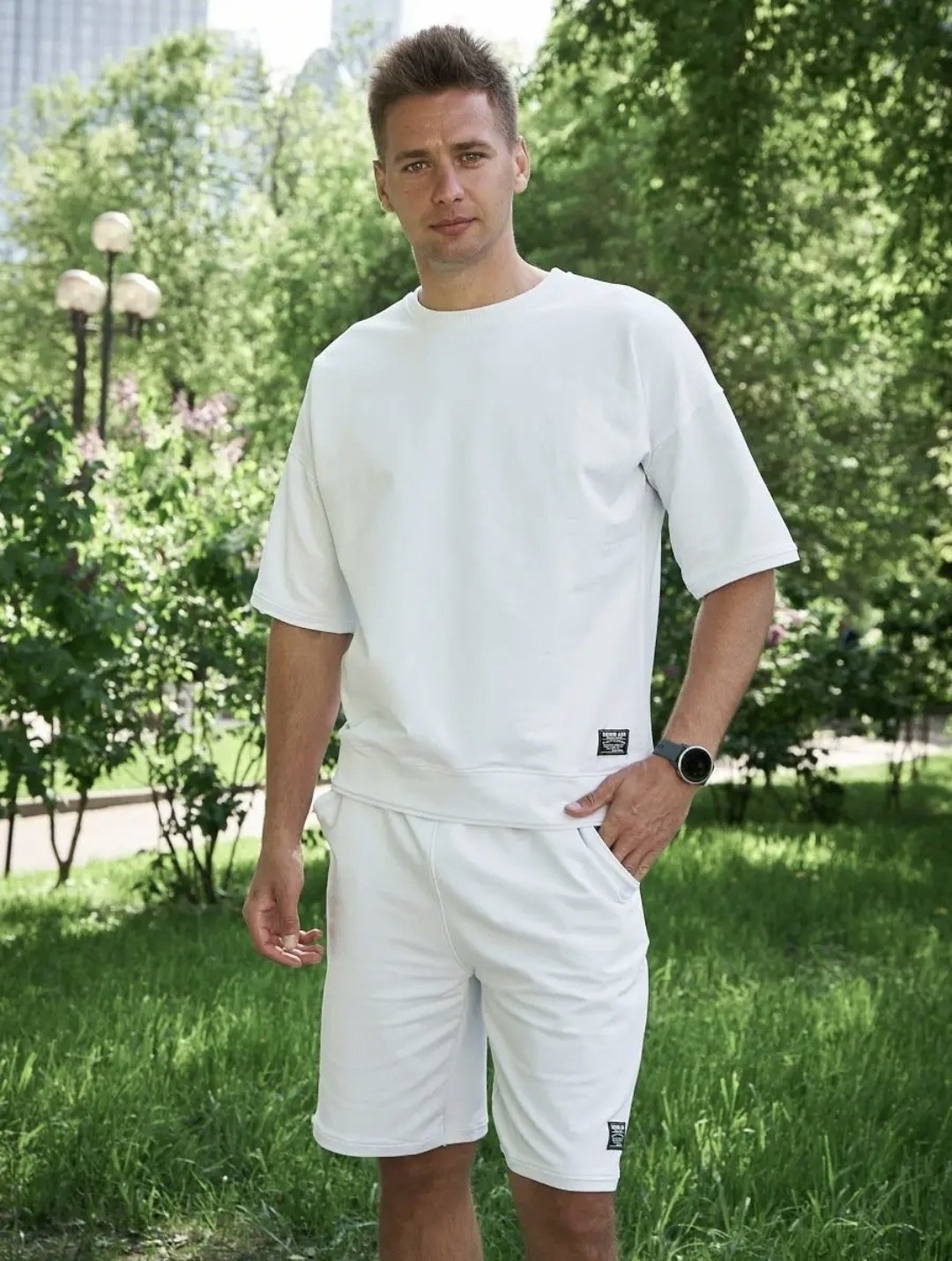 костюм летний мужской,бежевый костюм,костюм спортивный летний с футболкой и шортами,костюм спортивный мужской,костюм с шортам