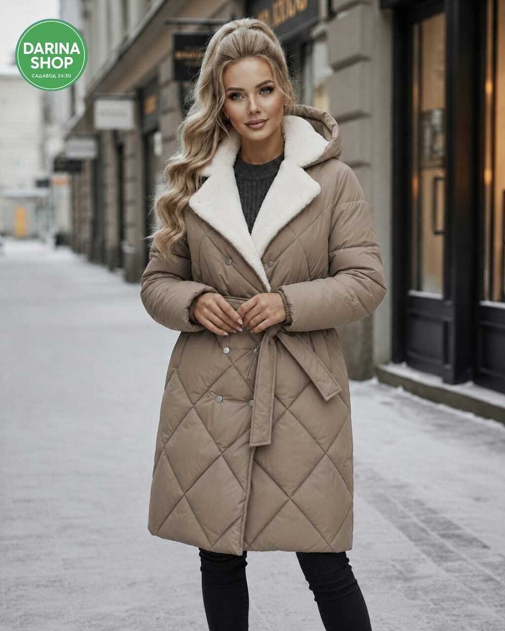пальто стеганое зимнее cosas caliente,стеганое зимнее пальто,пальто зимнее стёганное длинное с капюшоном,женская зимняя куртка,пуховик женский