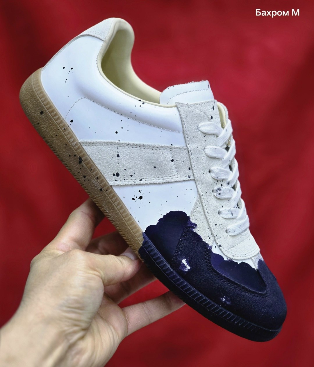кроссовки maison margiela replica,бело-синие кроссовки replica maison margiela,,кроссовки maison margiela,кроссовки maison margiela replica 'paint splatter - white indigo'