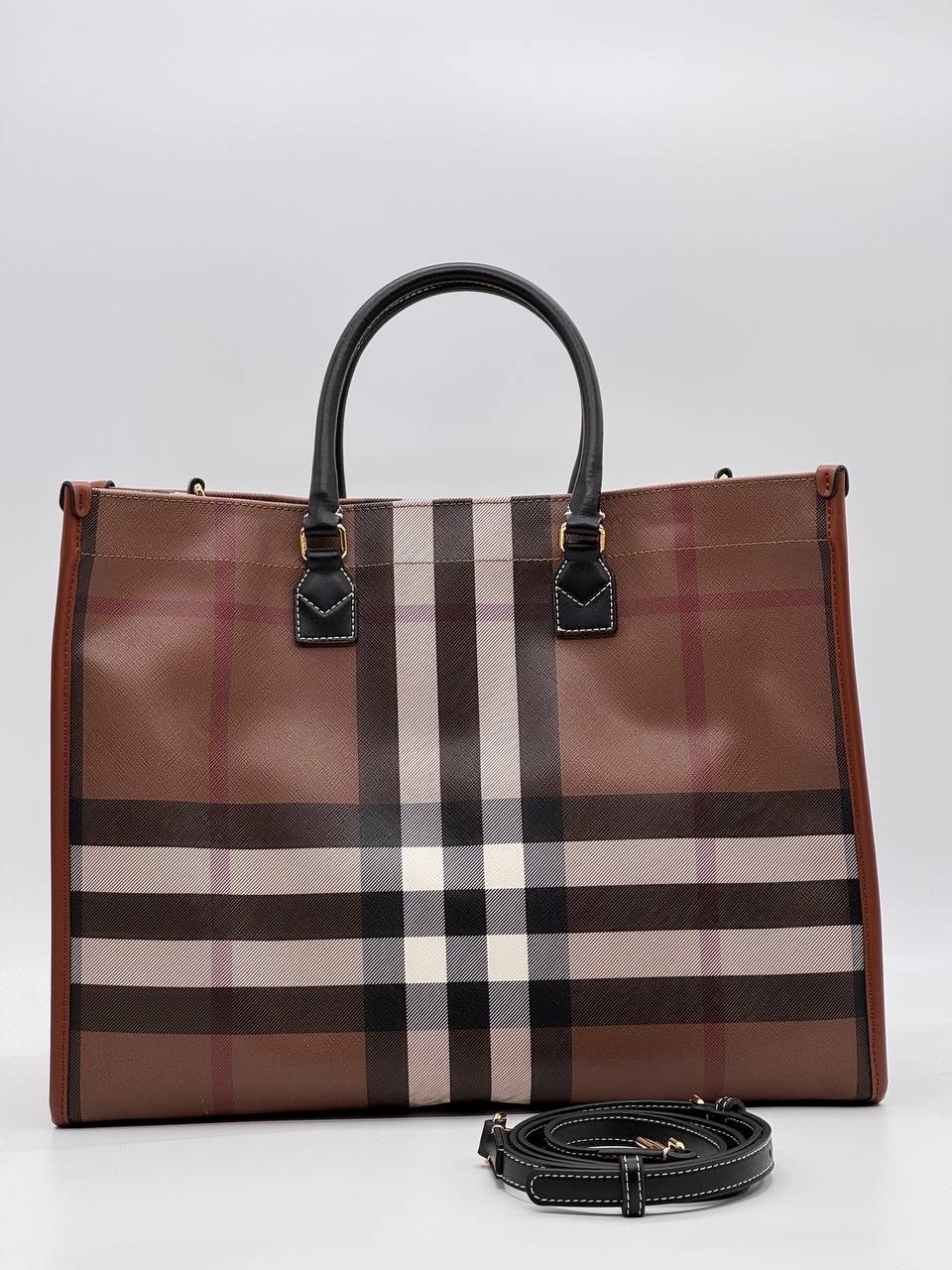 сумка тоут burberry,burberry сумка,сумка женская burberry,burberry tote bag,burberry клетчатая сумка среднего размера коричневый