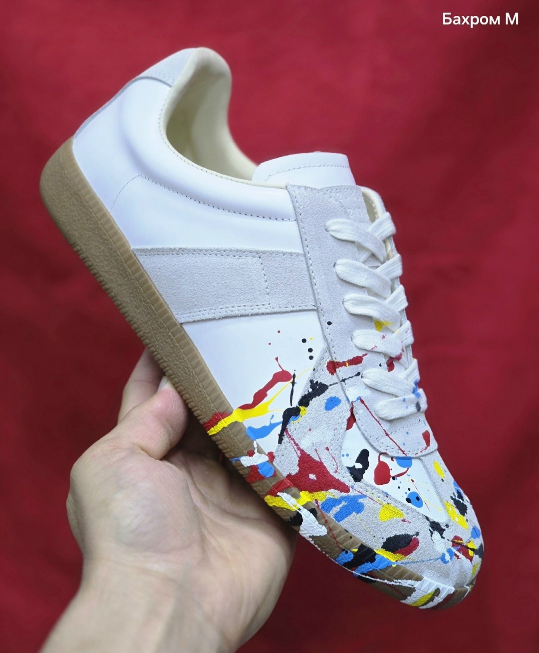 кроссовки maison margiela replica,бело-синие кроссовки replica maison margiela,,кроссовки maison margiela,кроссовки maison margiela replica 'paint splatter - white indigo'