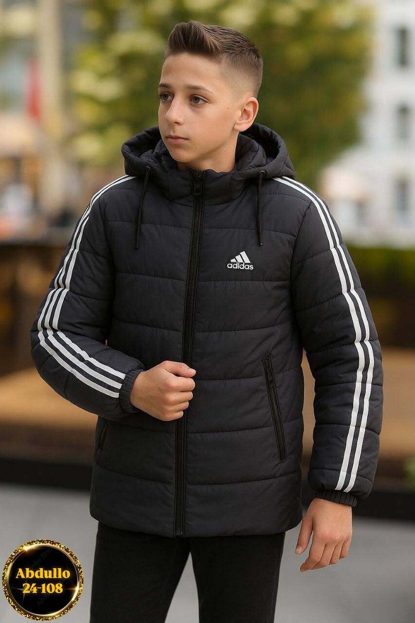 куртка 3 полоски пуховые adidas черный,мужские пуховики adidas,куртка зимняя adidas,детская куртка адидас adidas черный,куртка adidas