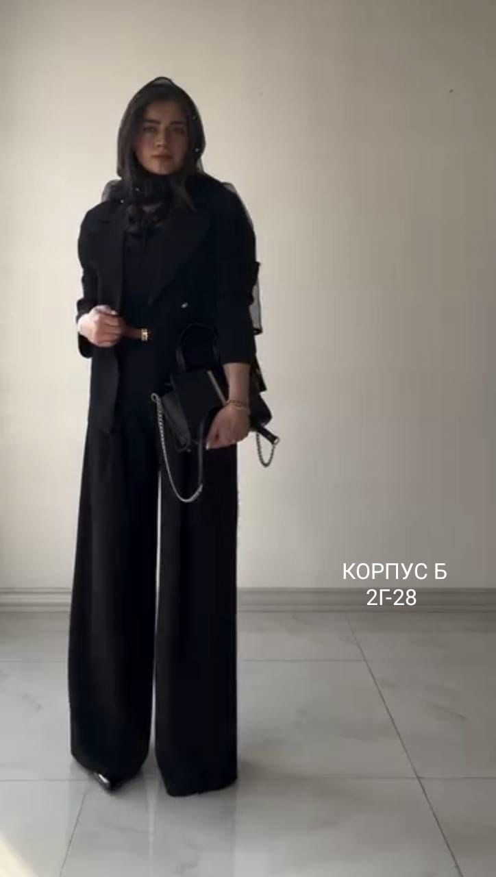 брюки палаццо,костюм с брюками,брючный костюм палаццо женский черный,женский брючный костюм с укороченным пиджаком и брюками палаццо,брюки палаццо женские