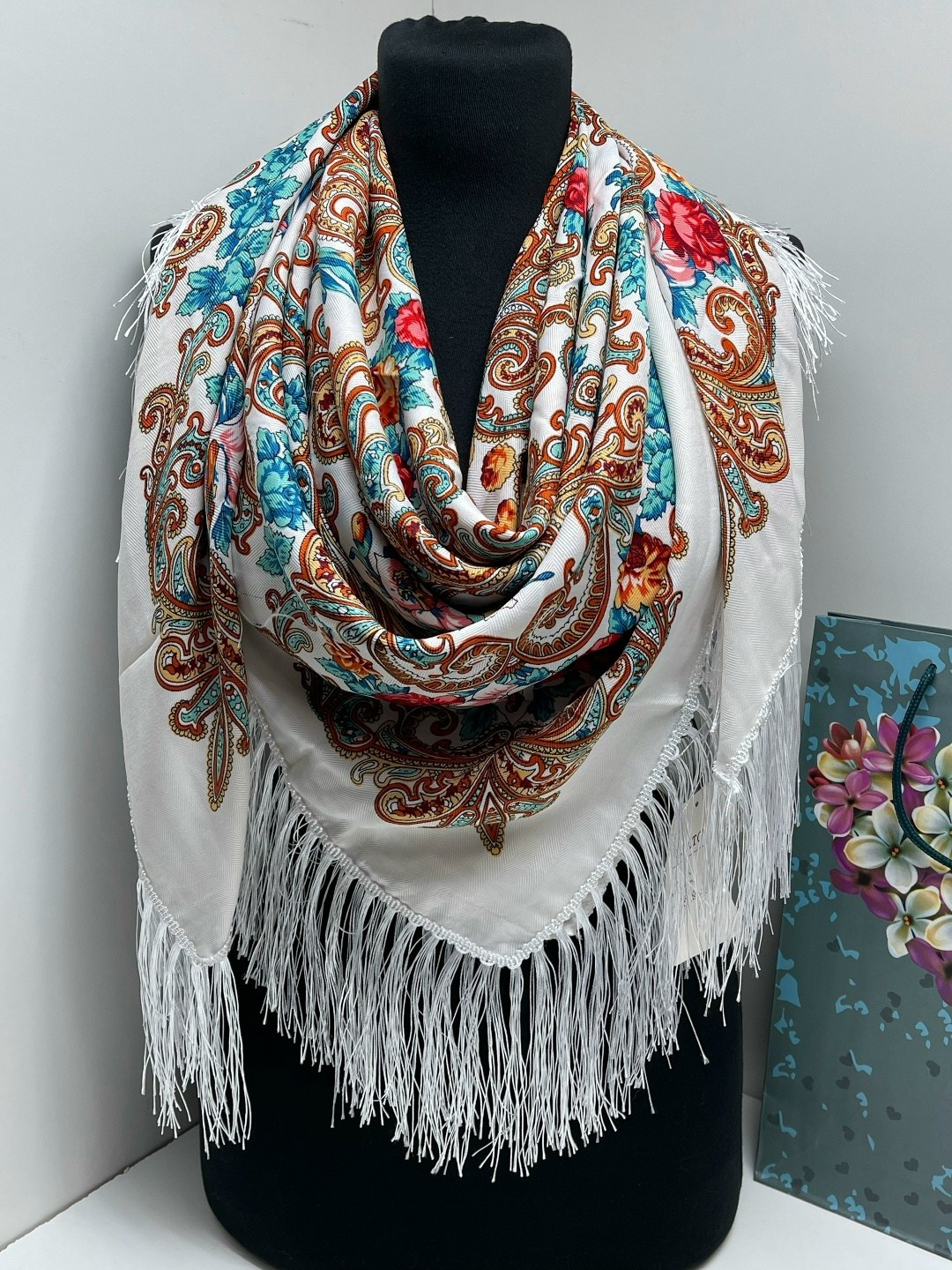 женский шерстяной платок,платок русский народный,платок lux fashionset 301172,платок fashionset,платок русские узоры