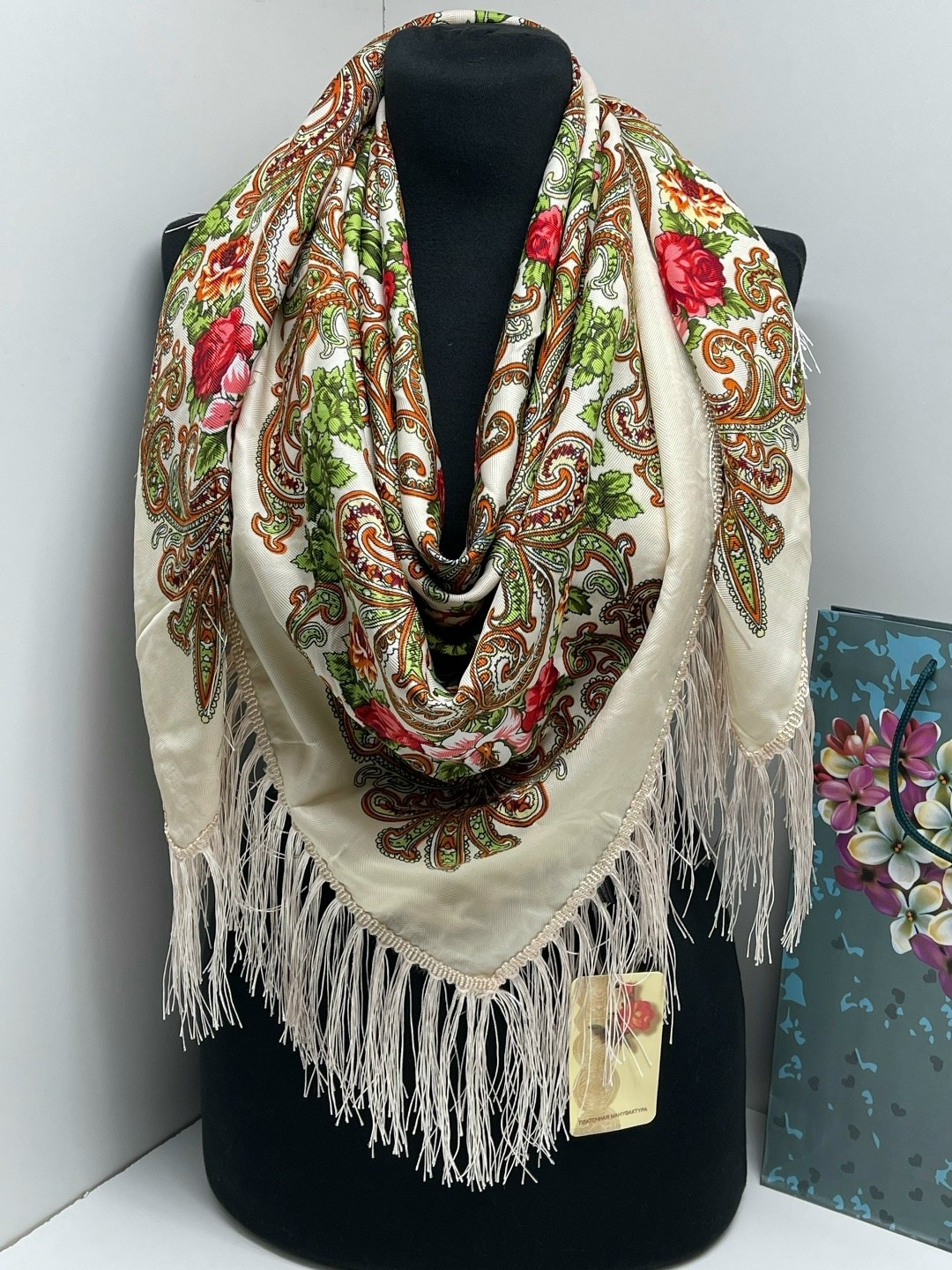 женский шерстяной платок,платок русский народный,платок lux fashionset 301172,платок fashionset,платок русские узоры