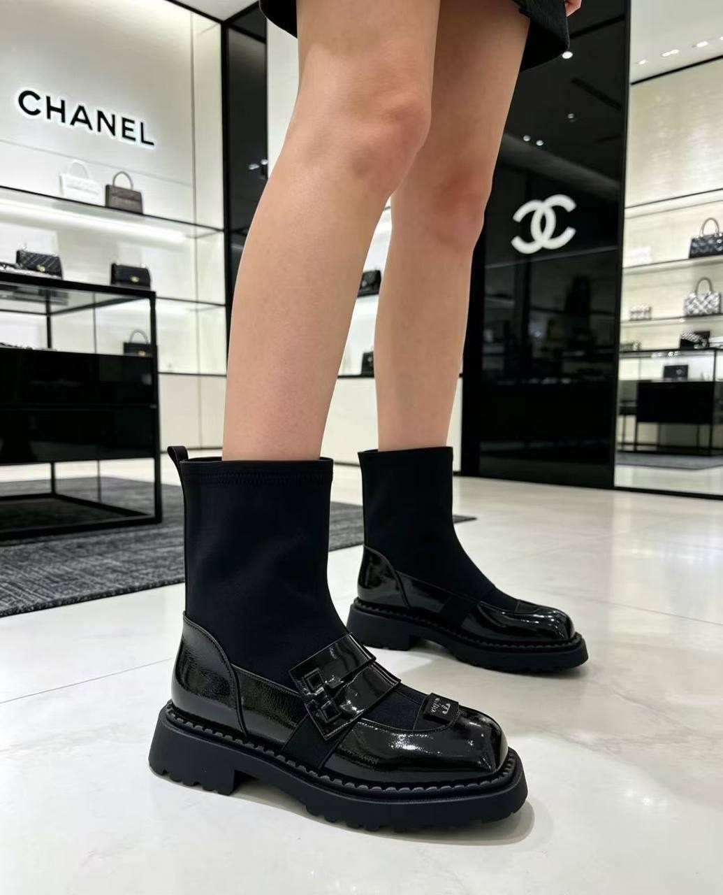 ,chanel (шанель) новые женские осенне-зимние сапоги,короткие сапоги chanel,сапоги chanel,полусапожки шанель