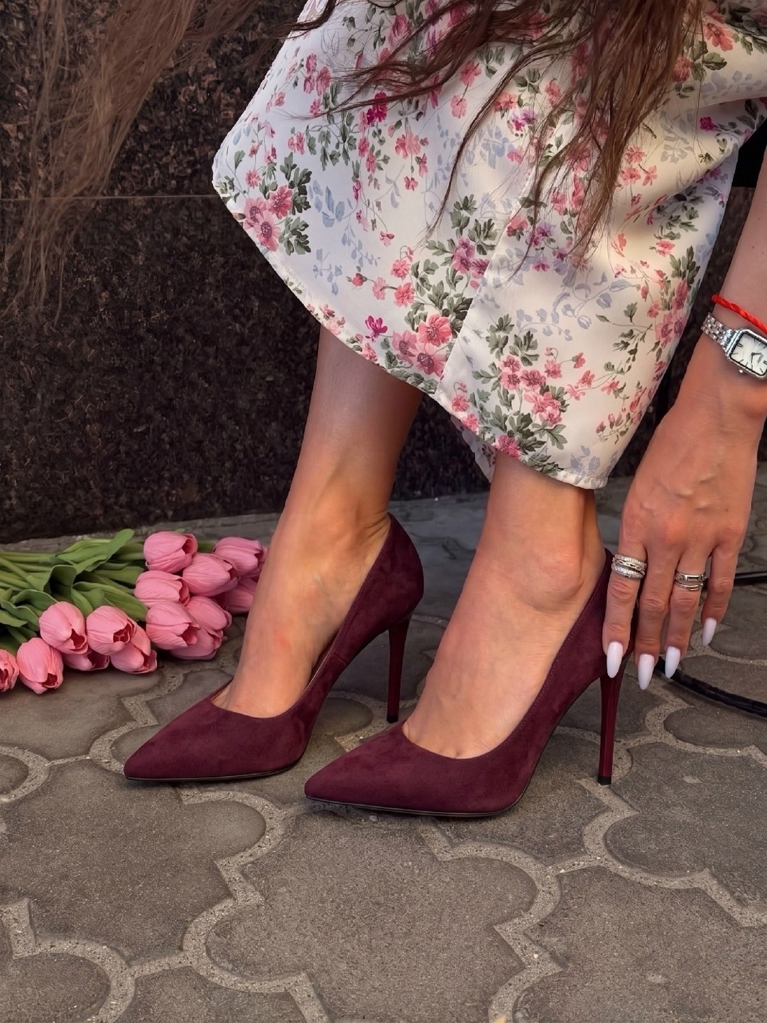 бордовые туфли на шпильке,туфли замшевые лодочки на каблуке s&m fashion group,бордовые туфли,туфли замшевые лодочки на каблуке,туфли лодочка