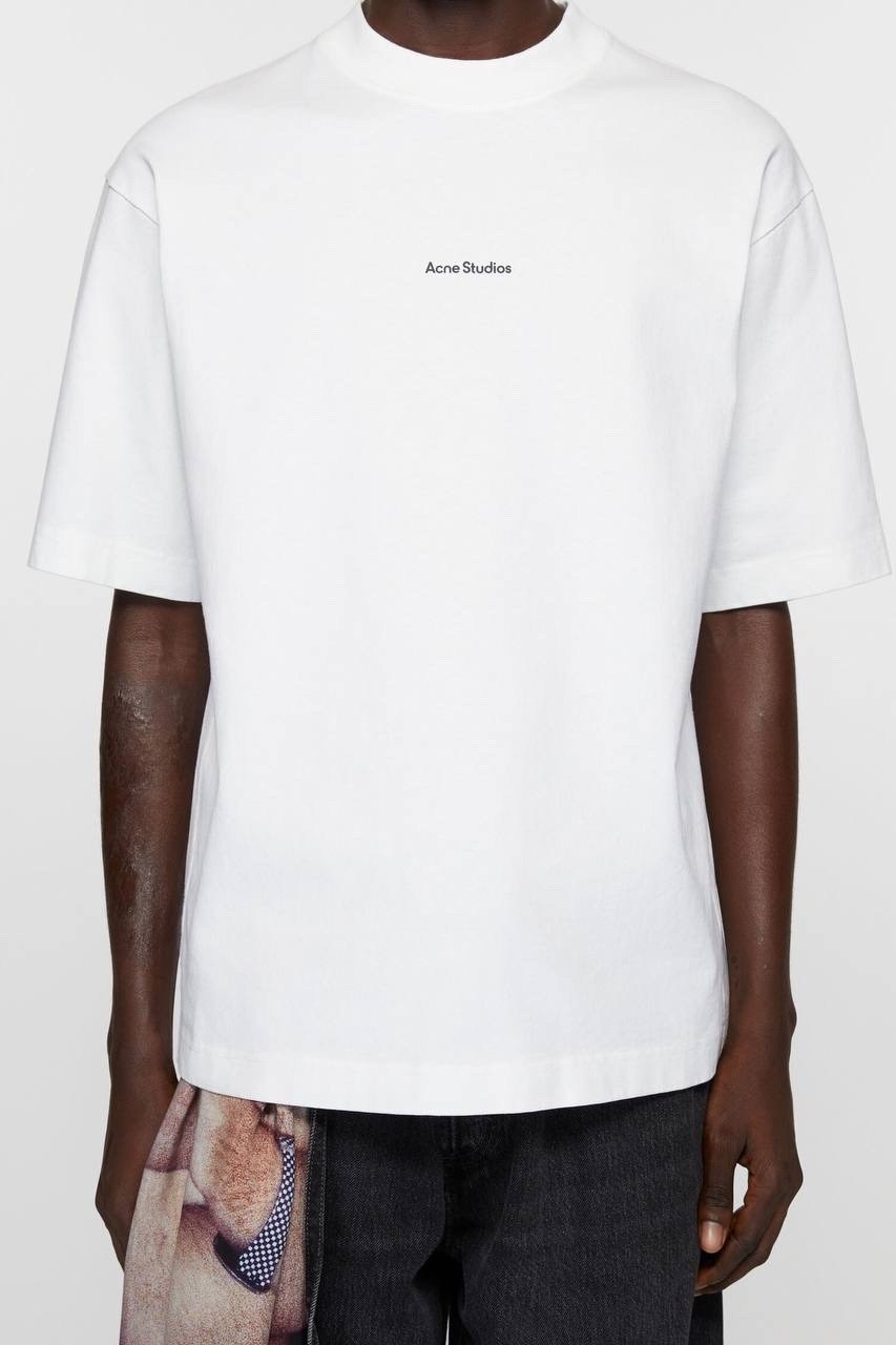 acne studios футболка,свободная футболка,футболка мужская,белая футболка с логотипом,мужская летняя футболка