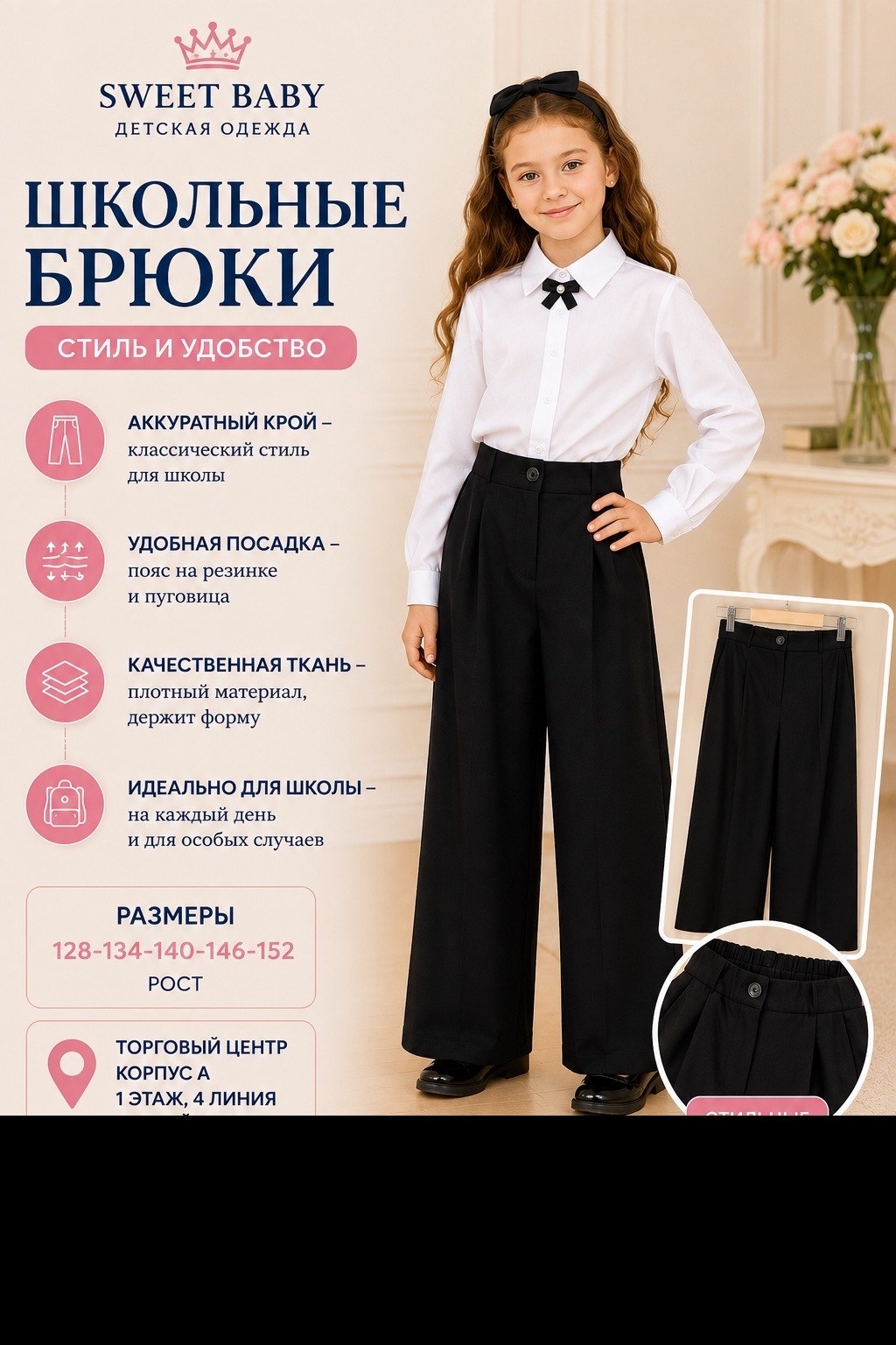 брюки палаццо школьные для девочек,брюки для девочки палаццо школьные с простроченной стрелкой,брюки школьные 128 170 рост,брюки школьные широкие классические для девочки,школьные брюки для девочки, ц