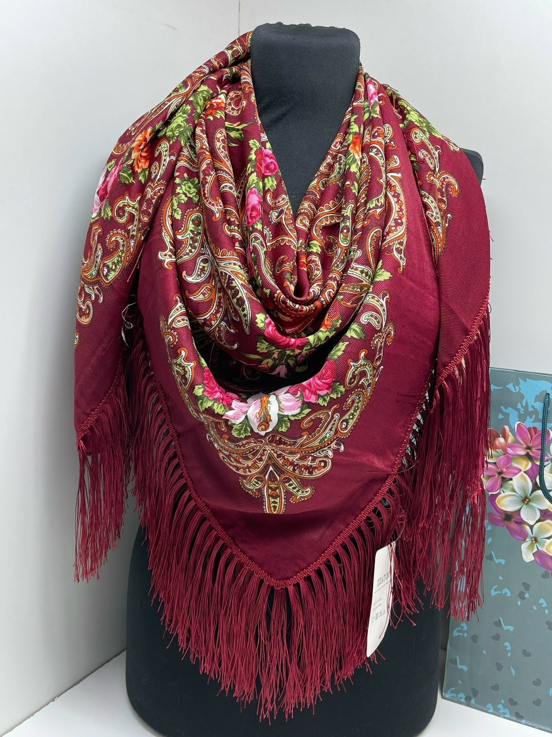 женский шерстяной платок,платок русский народный,платок lux fashionset 301172,платок fashionset,платок русские узоры