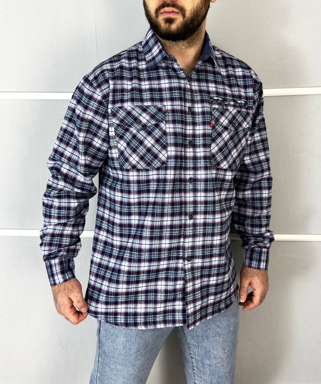 рубашка в клетку теплая h&h fashion,рубашка мужская,рубашка теплая в клетку,рубашка теплая в клетку с длинными рукавами,клетчатая мужская рубашка