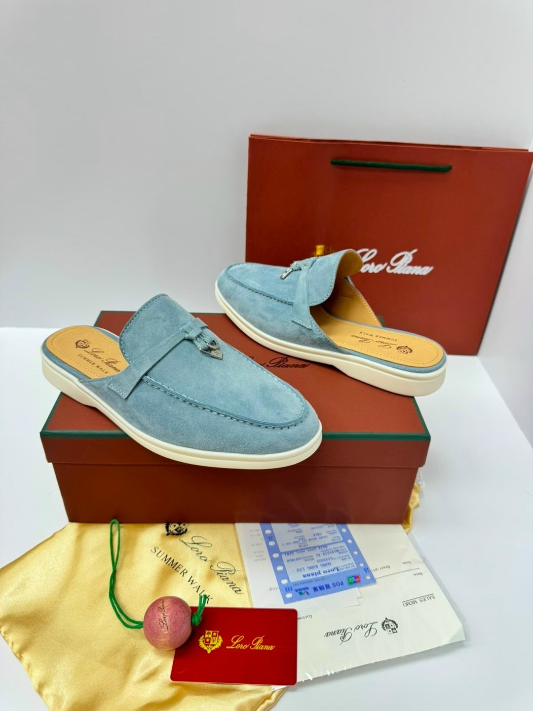 ,мюли loro piana,loro piana лоферы,женские замшевые мюли loro piana голубые,замшевые мюли
