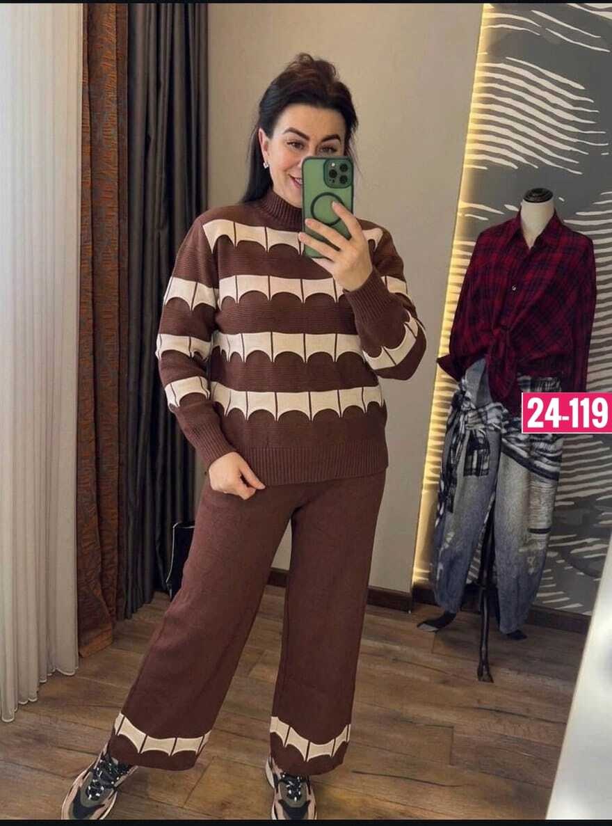 костюм трикотажный вязаный с брюками теплый miss merry jayne 257931571,женские костюмы,трикотажные костюмы,женские костюмы больших размеров,вязаный костюм с брюками теплый оверсайз gh fashion