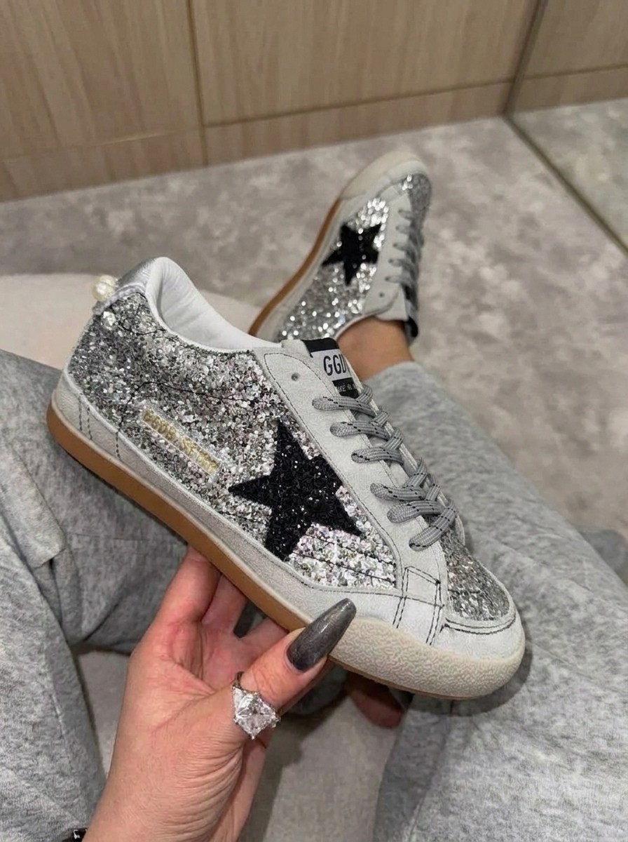 ,кроссовки golden goose,низкие кеды ball-star glitter golden goose,golden goose кеды блестящие,golden goose кеды