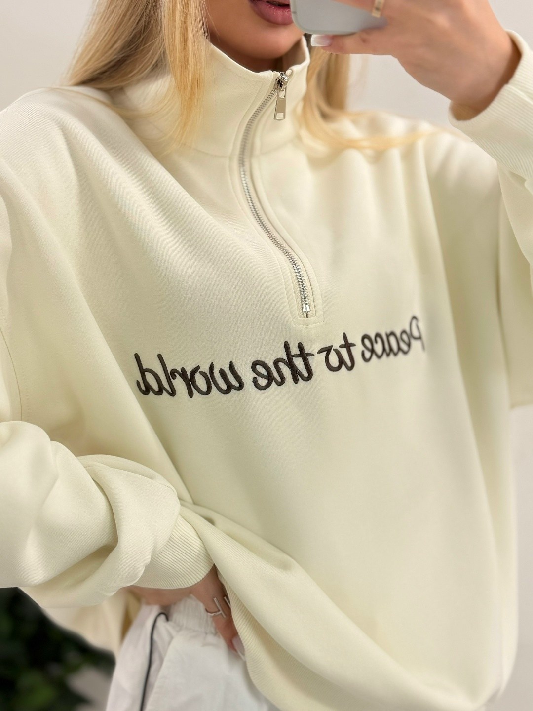 свитшот женская,розовый свитшот,light pink quarter zip sweatshirt,свитшот поло на молнии оверсайз кофта полузамок y2k fussed,свитшот модный