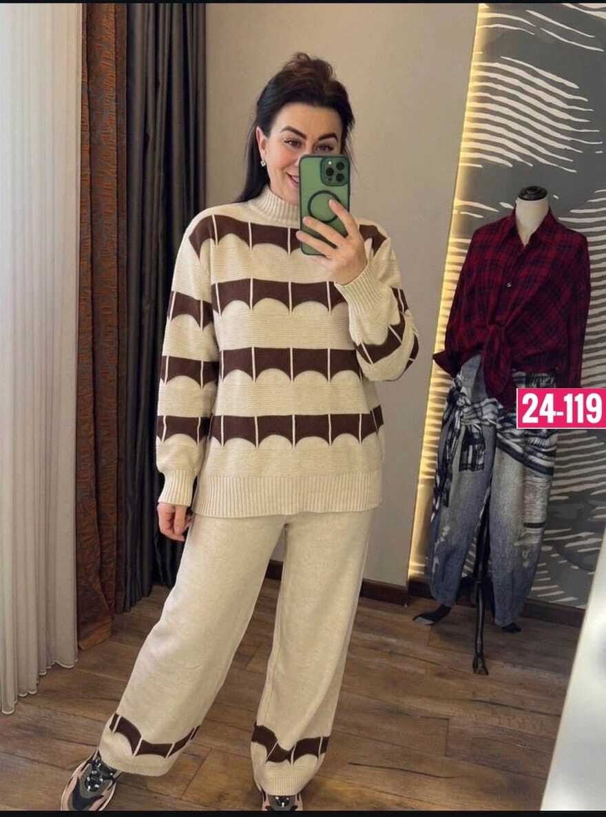 костюм трикотажный вязаный с брюками теплый miss merry jayne 257931571,женские костюмы,трикотажные костюмы,женские костюмы больших размеров,вязаный костюм с брюками теплый оверсайз gh fashion