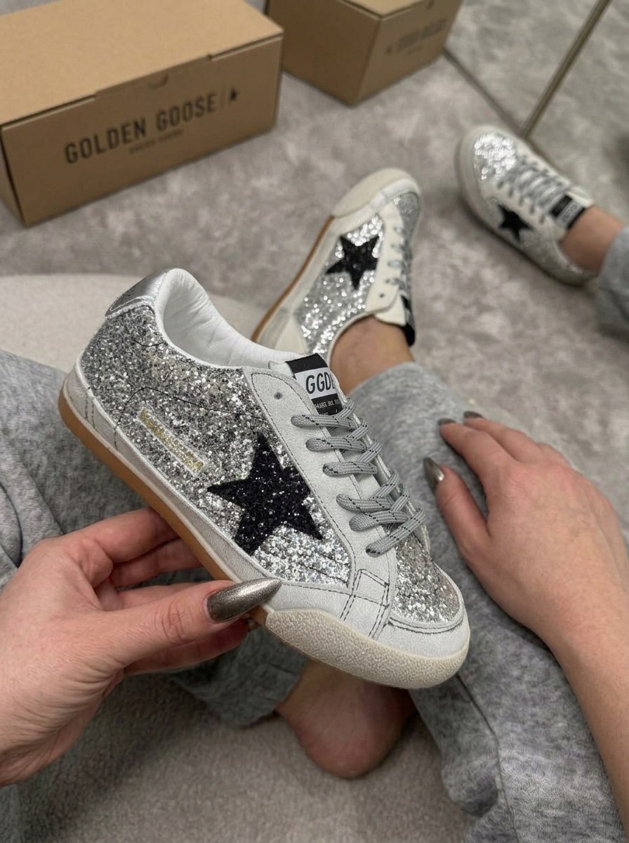 ,кроссовки golden goose,низкие кеды ball-star glitter golden goose,golden goose кеды блестящие,golden goose кеды