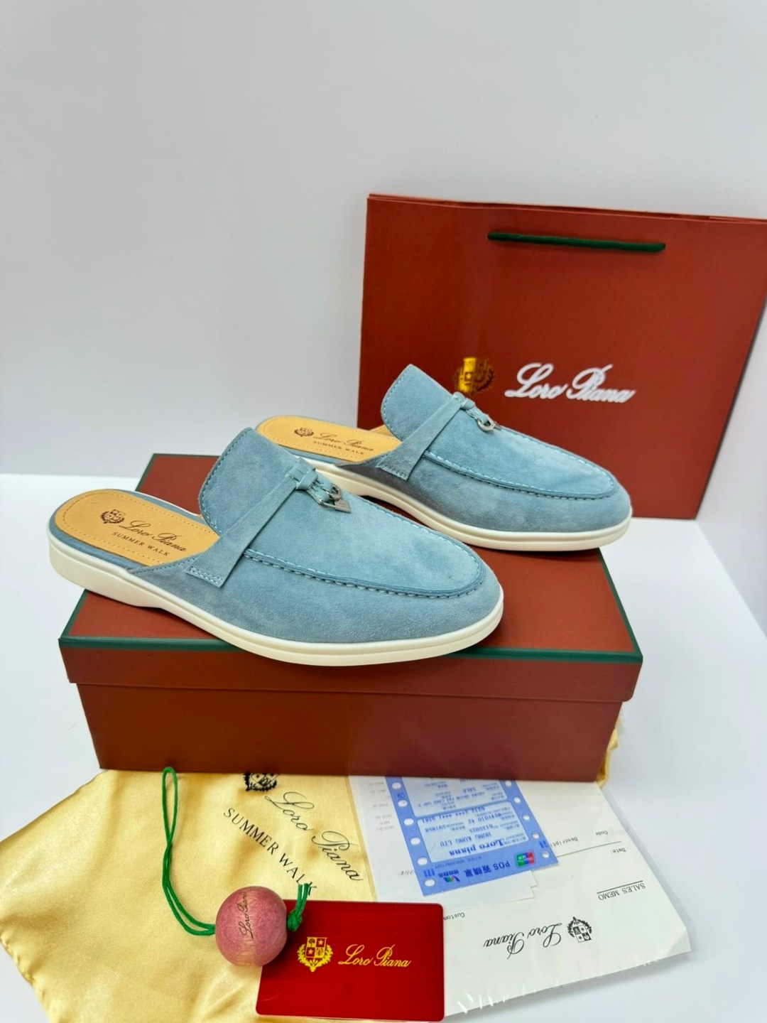 ,мюли loro piana,loro piana лоферы,женские замшевые мюли loro piana голубые,замшевые мюли