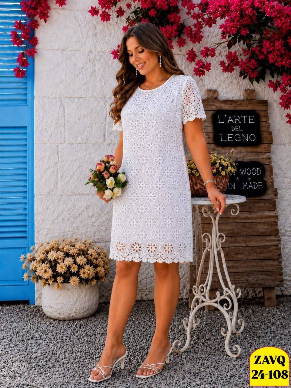 платье ажурное,платье romanovich style 1-2678 белый в размере 52-56,кружевное платье,платье узор,летнее платье