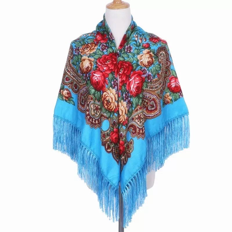женский платок с бахромой принт "цветы",шаль женская,платки женские,шаль платок,шаль