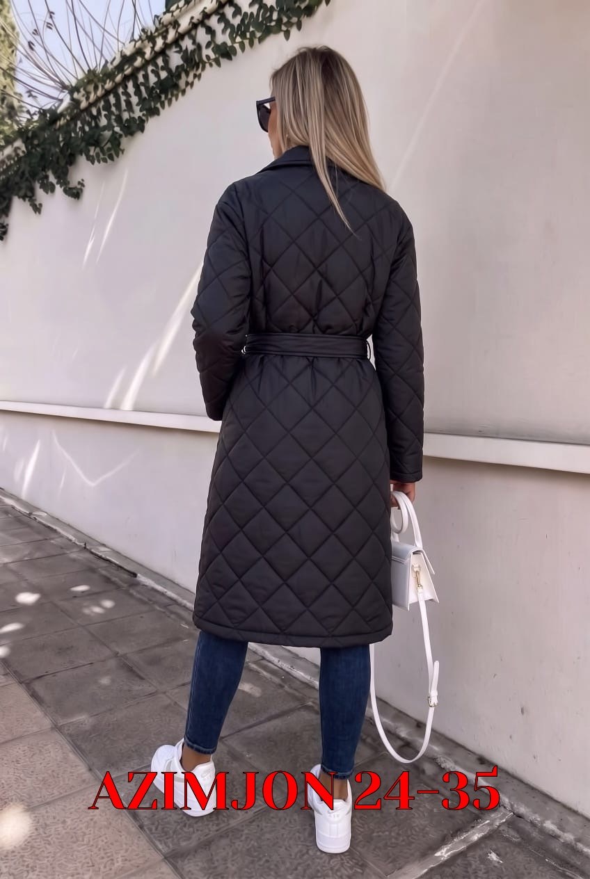 пальто стеганое плащ стеганый куртка женская весна dh fashion,пальто стеганое женское,пальто стёганое,куртка демисезонная длинная стеганая с поясом ah fashion,пальто женское