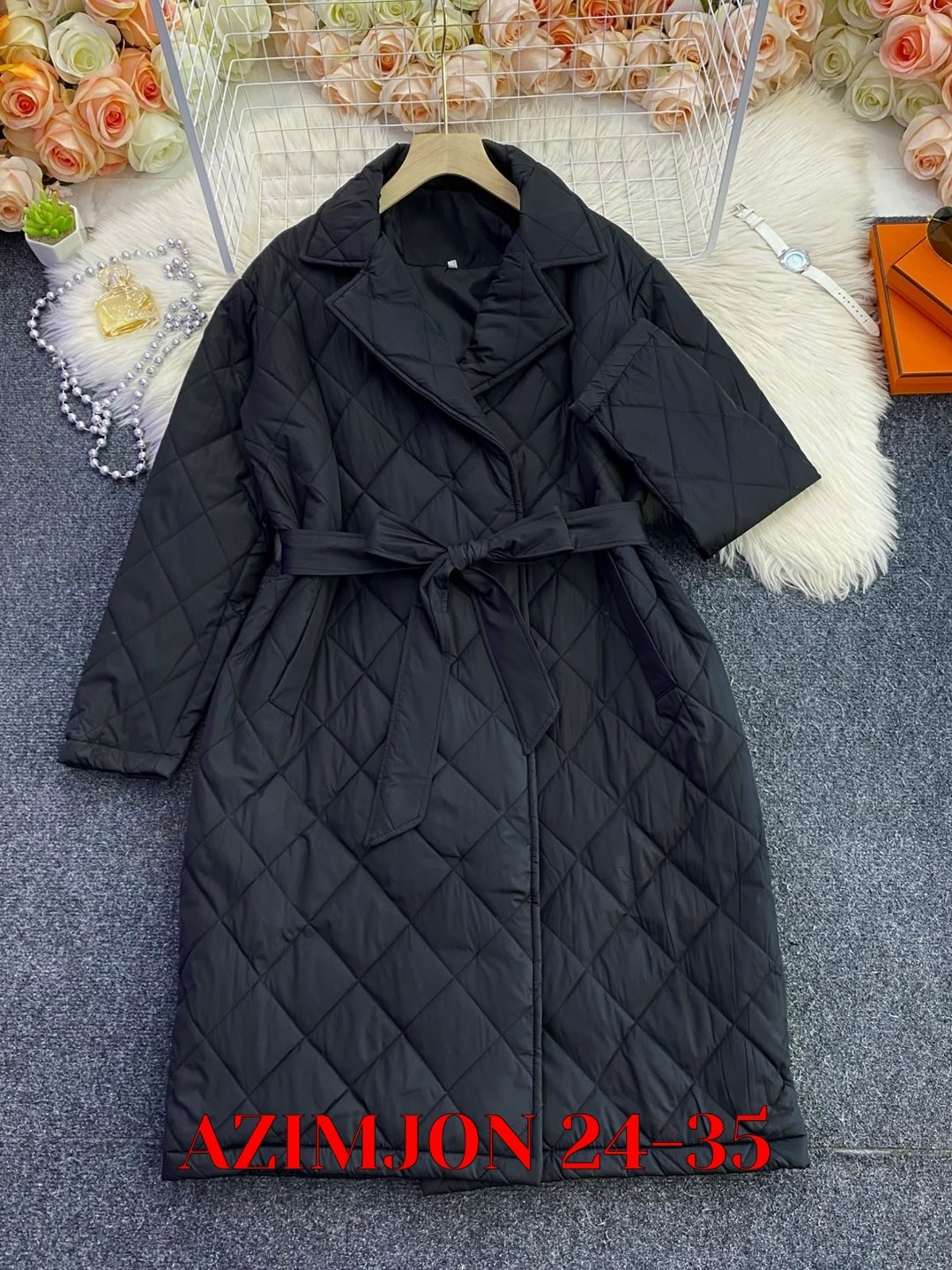 пальто стеганое плащ стеганый куртка женская весна dh fashion,пальто стеганое женское,пальто стёганое,куртка демисезонная длинная стеганая с поясом ah fashion,пальто женское