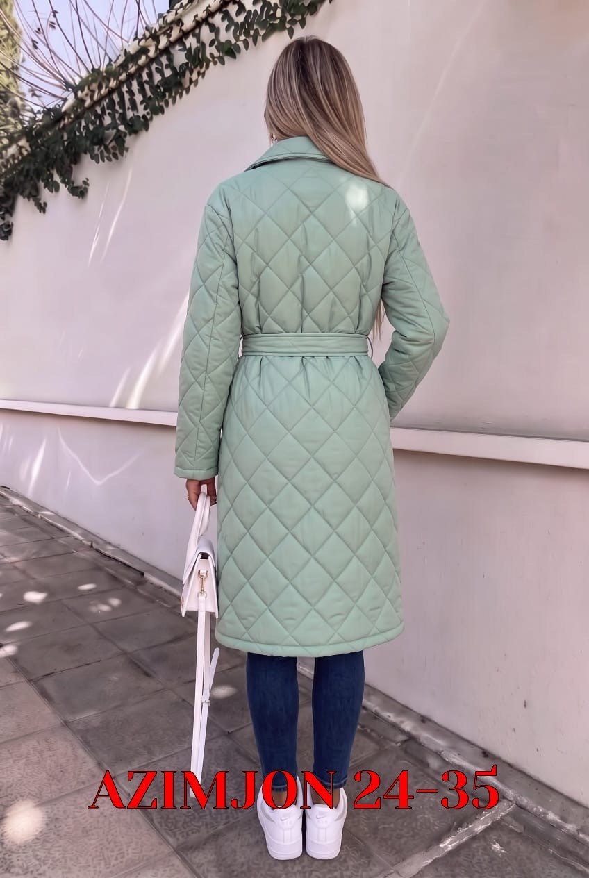 пальто стеганое плащ стеганый куртка женская весна dh fashion,пальто стеганое женское,пальто стёганое,куртка демисезонная длинная стеганая с поясом ah fashion,пальто женское
