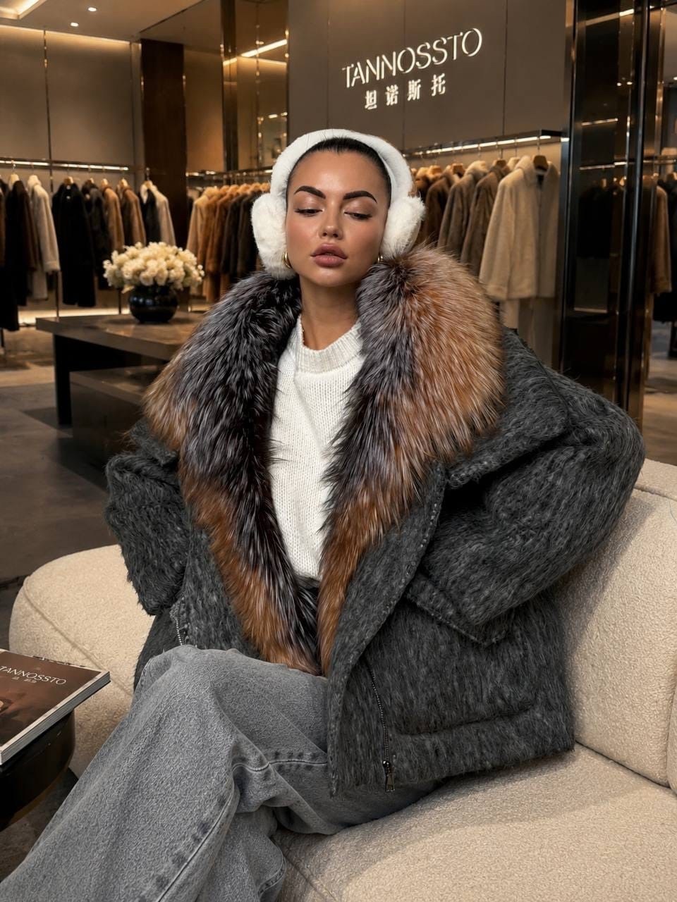 женский пуховик с натуральным мехом max mara premium,зимняя куртка-пальто оверсайз v8oss,пуховики с мехом,пуховики оверсайз,меховая куртка